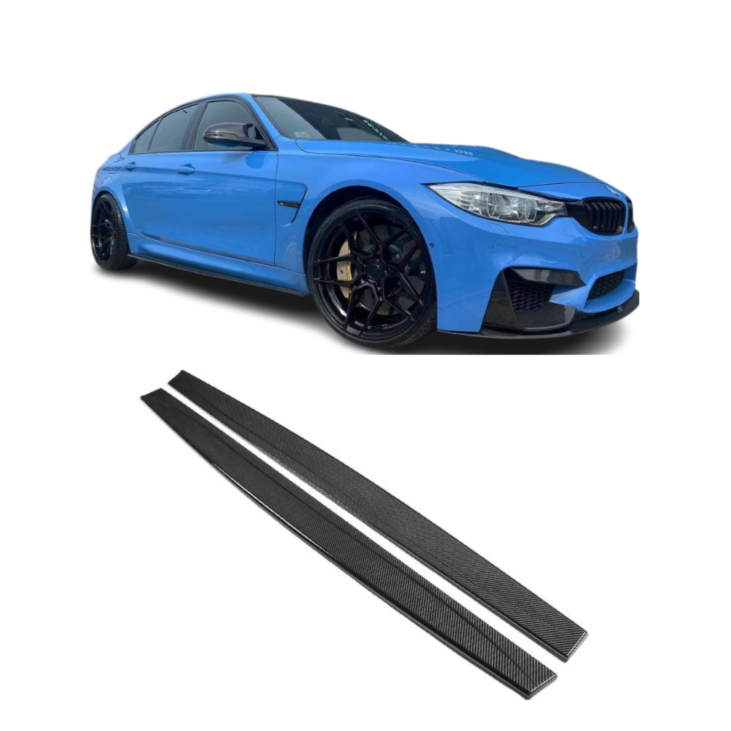 MP Style Carbon Fiber Side Skirts Compatible with BMW M3 M4 F80 F82 F83