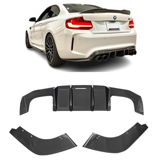 V Style Carbon Fiber Three-Stage Rear Diffuser BMW M2 F87
