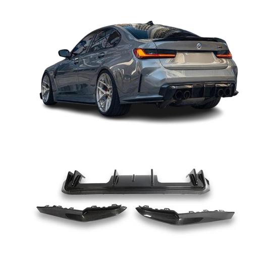 3D Style Carbon Fiber Rear Diffuser ＆ Corner  BMW M3 M4 G80 G82 G83