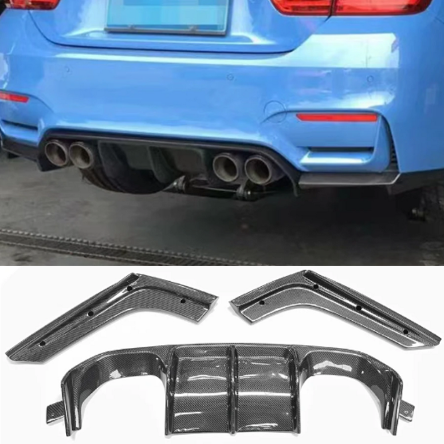 V Style Carbon Fiber Rear Diffuser BMW M3 M4 F80 F82 F83